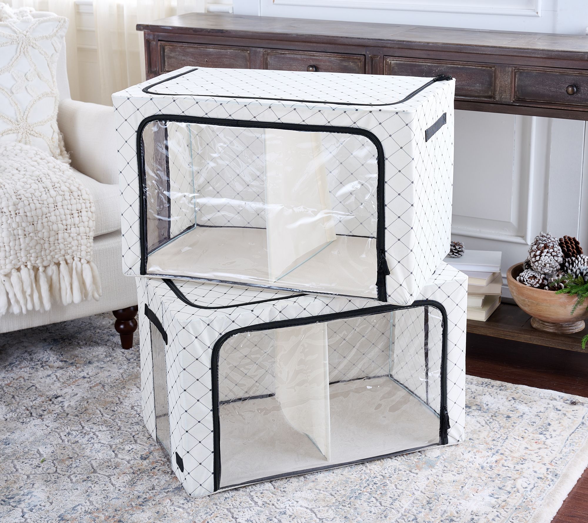 "As Is" Periea Set of 2 Jumbo Boxes with Removable Dividers