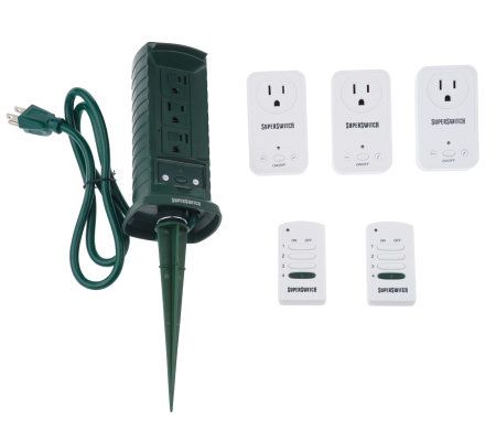 Set of 3 Indoor Wall Outlets with Outdoor Power Stake& 2Remotes - QVC.com