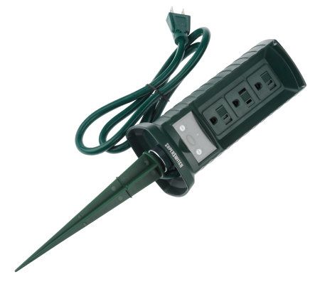 Set of 3 Indoor Wall Outlets with Outdoor Power Stake& 2Remotes - QVC.com