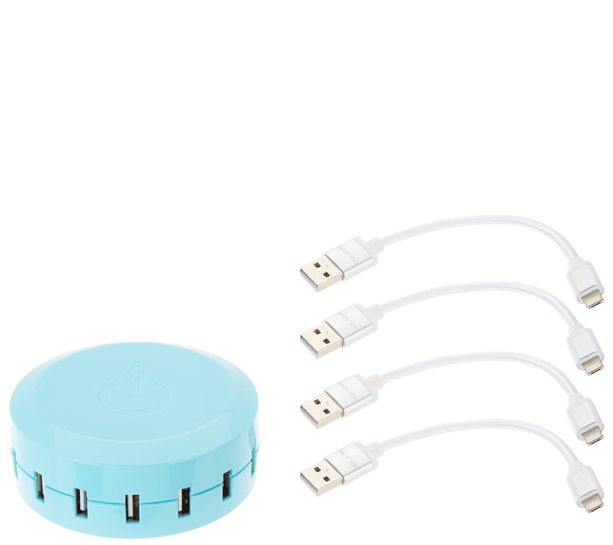 ChargeHub 7USB Port Charging Station with 4 Cables