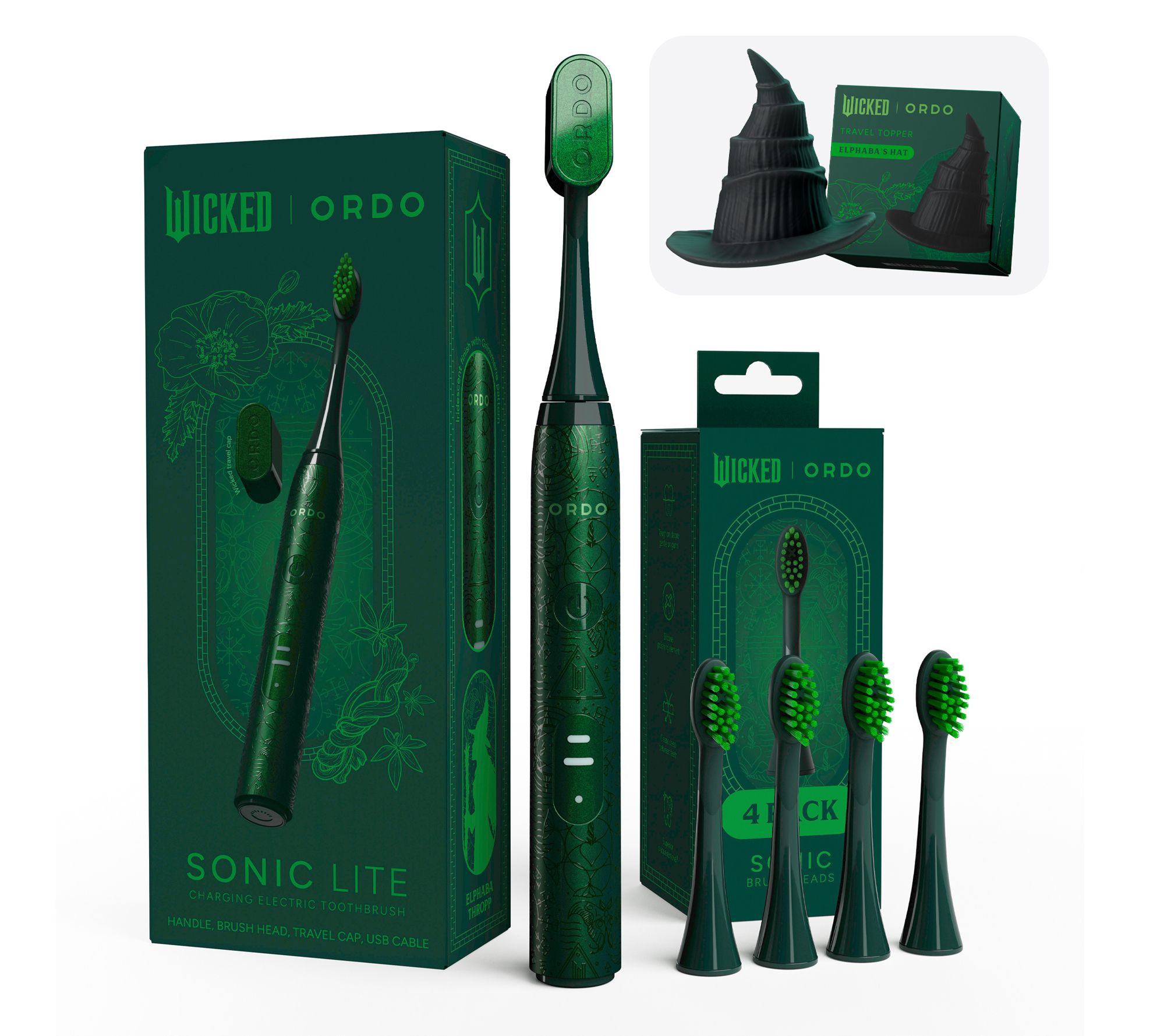  Ordo x Wicked Sonic Lite Toothbrush with Topper & 4 Brush Heads