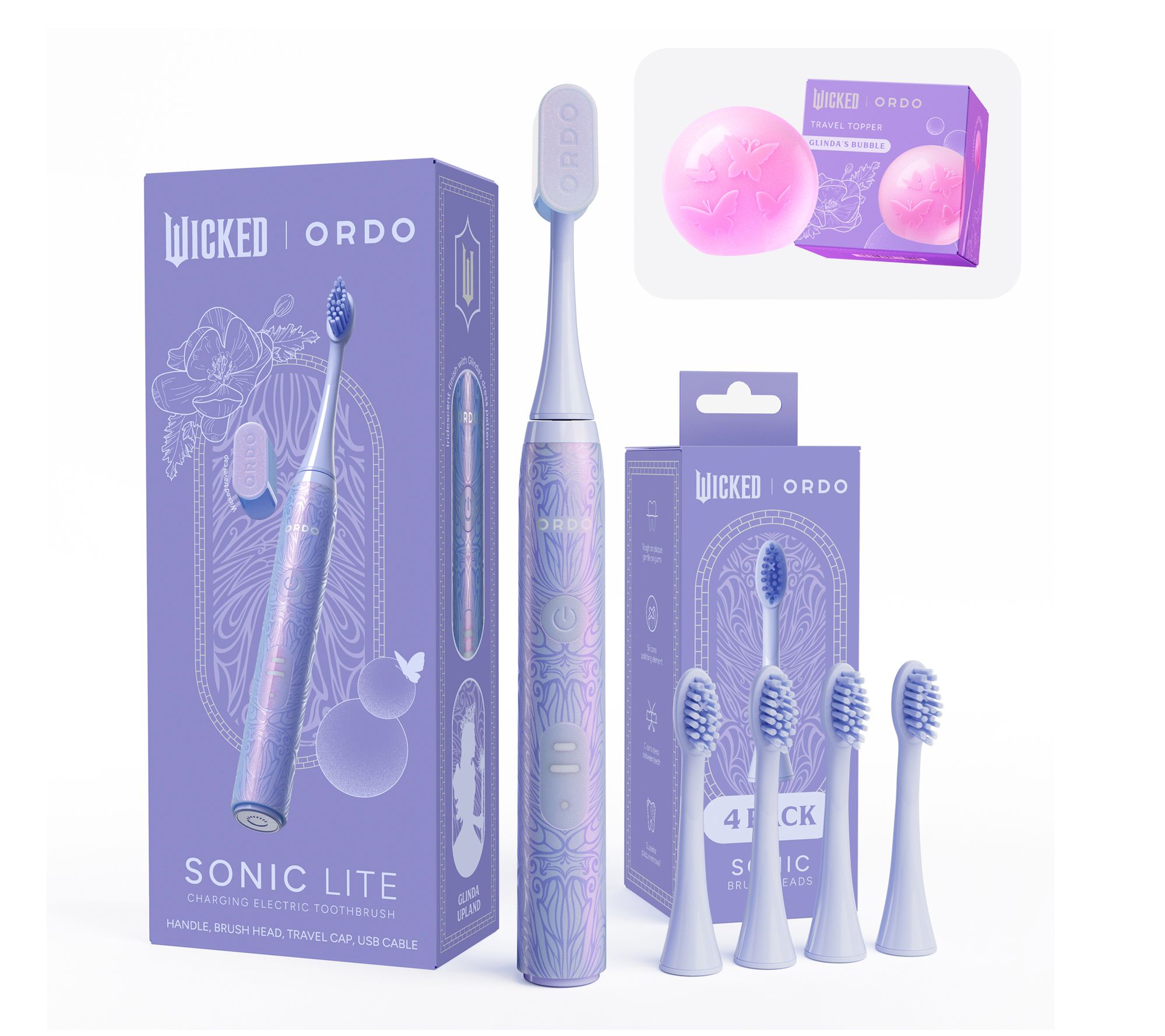 Ordo x Wicked Sonic Lite Toothbrush with Topper & 4 Brush Heads