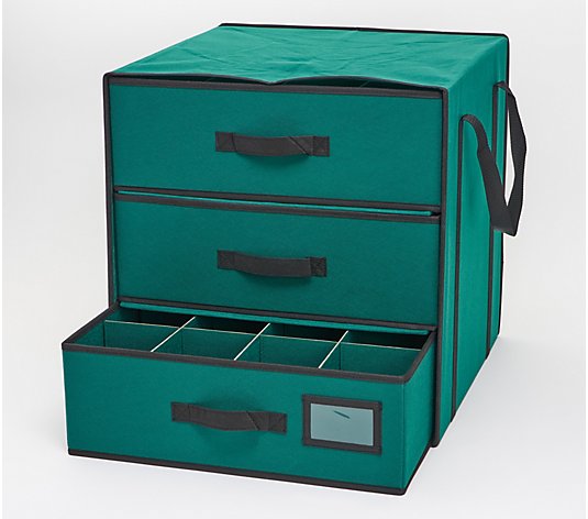 Tidy & Co. 18" 3-Drawer Ornament Storage Box