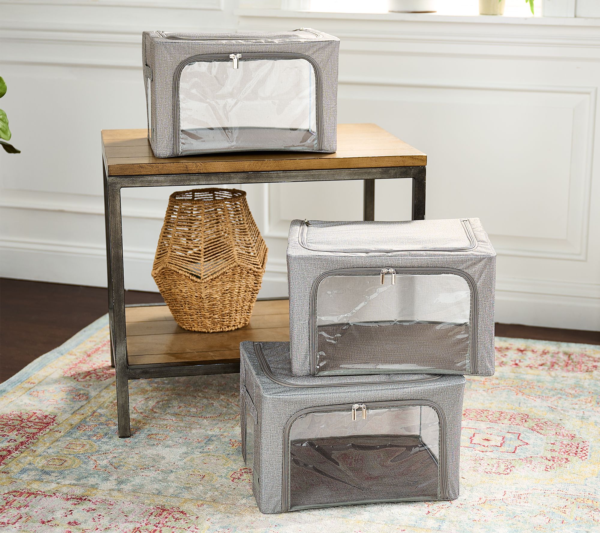 Honey Can Do Natural Canvas Medium Window Storage Box