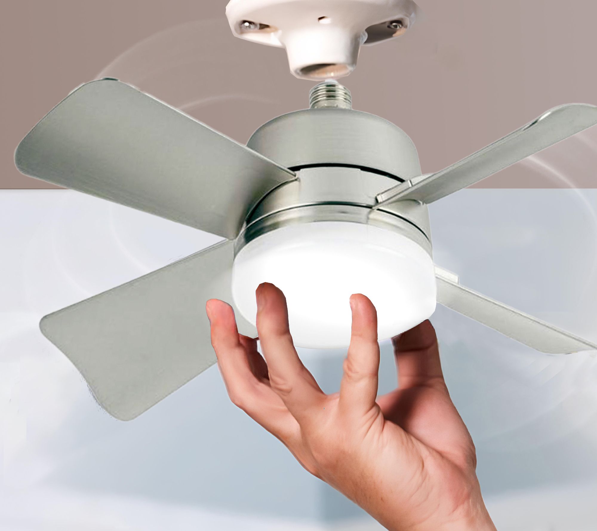 Bell & Howell 2-in-1 Socket Ceiling Metallic Fan & LED Light