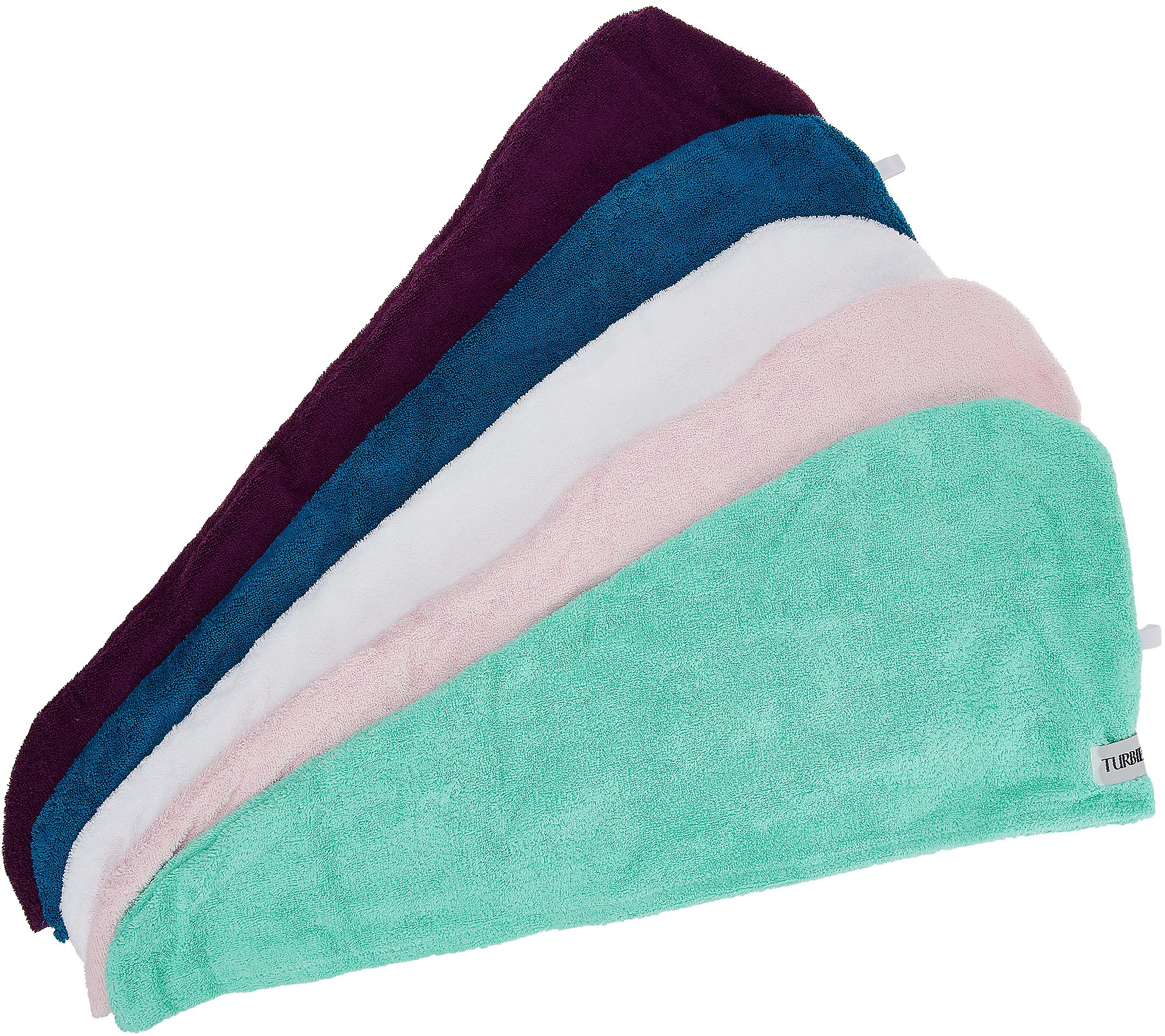 Set of 5 Solid 100% Cotton Turbie Twist Hair Towels 