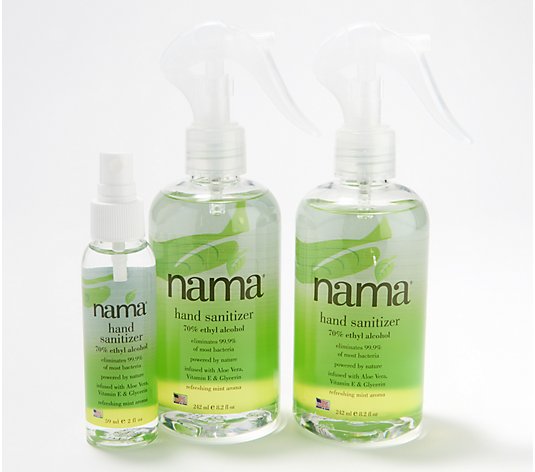 NAMA Set of 3 Hand Sanitizer Sprays with Alcohol