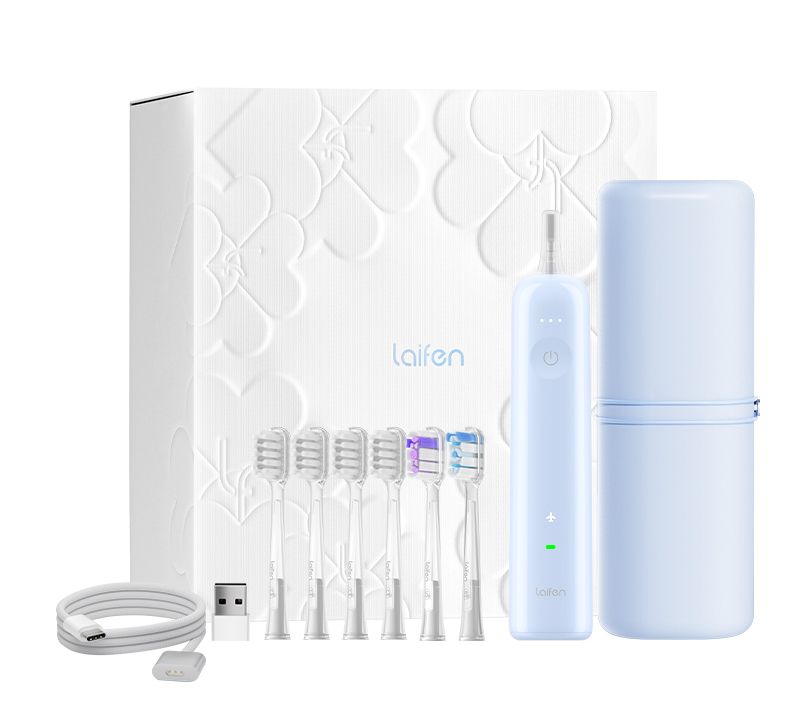 LAIFEN Wave Sonic Electric Toothbrush w/6 BrushHeads & Case