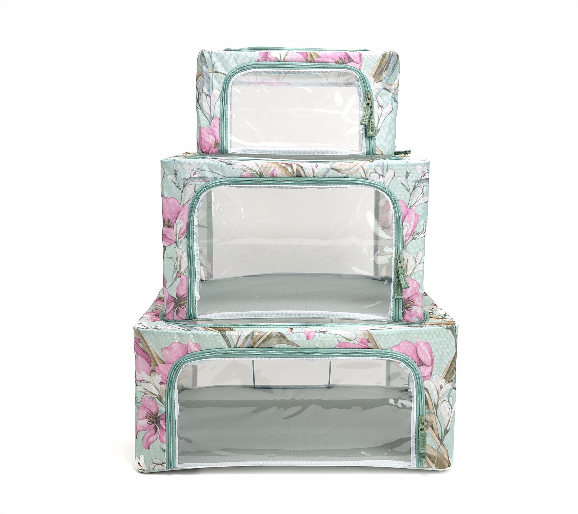 "As Is" Periea Set of 3 Assorted Storage Boxes w/Clear Windows