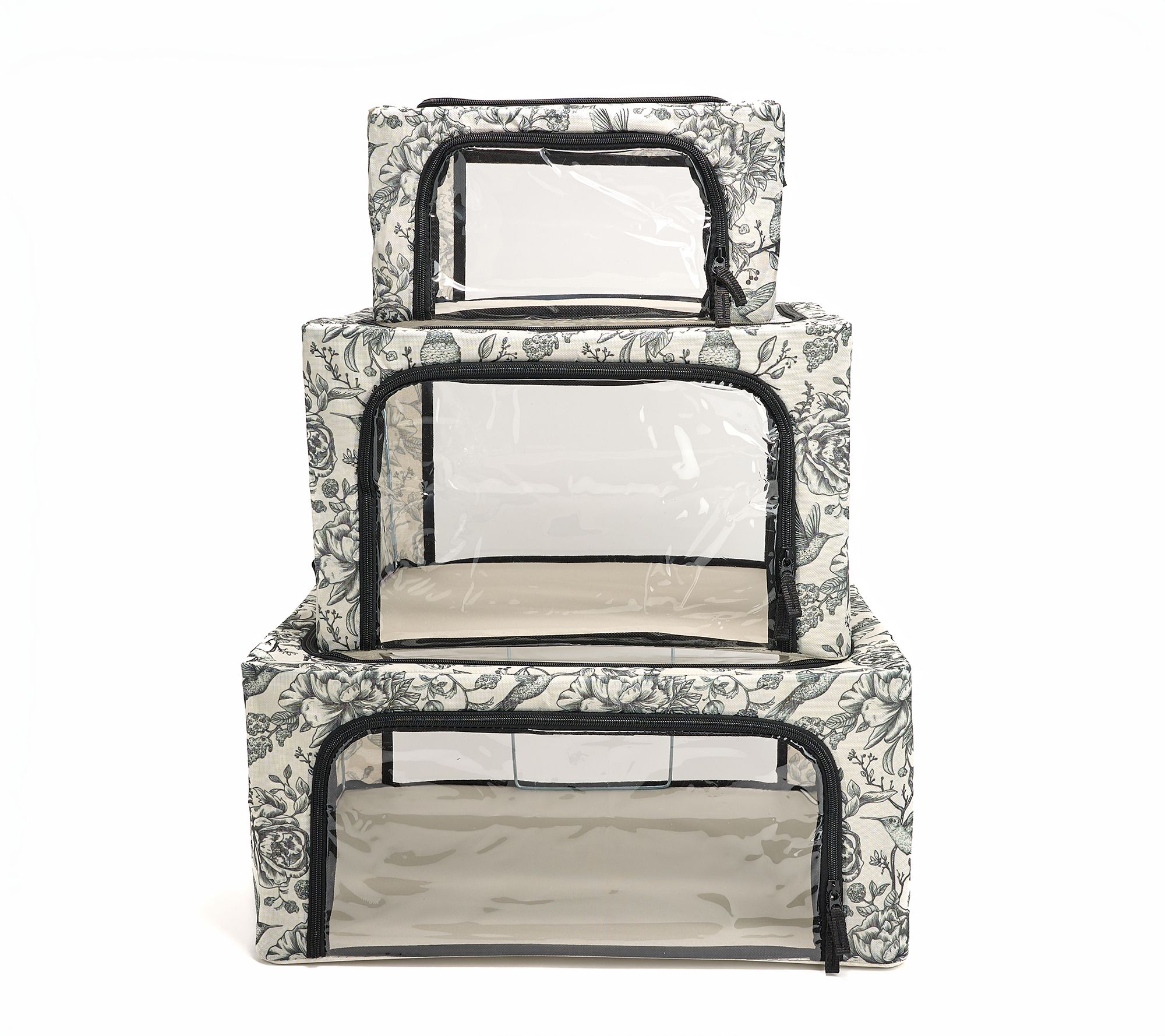 "As Is" Periea Set of 3 Assorted Storage Boxes w/Clear Windows