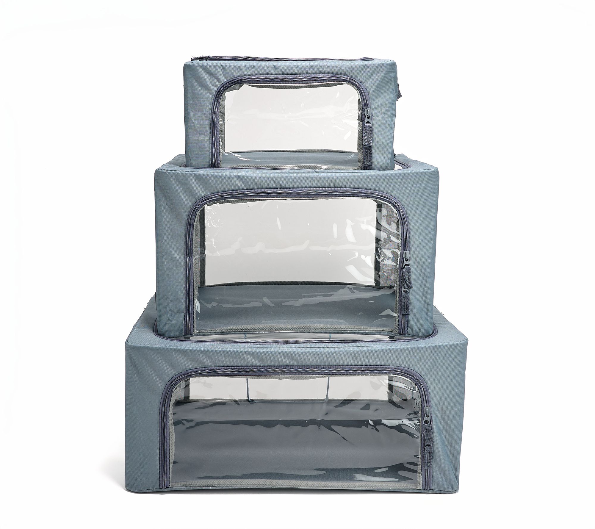"As Is" Periea Set of 3 Assorted Storage Boxes w/Clear Windows