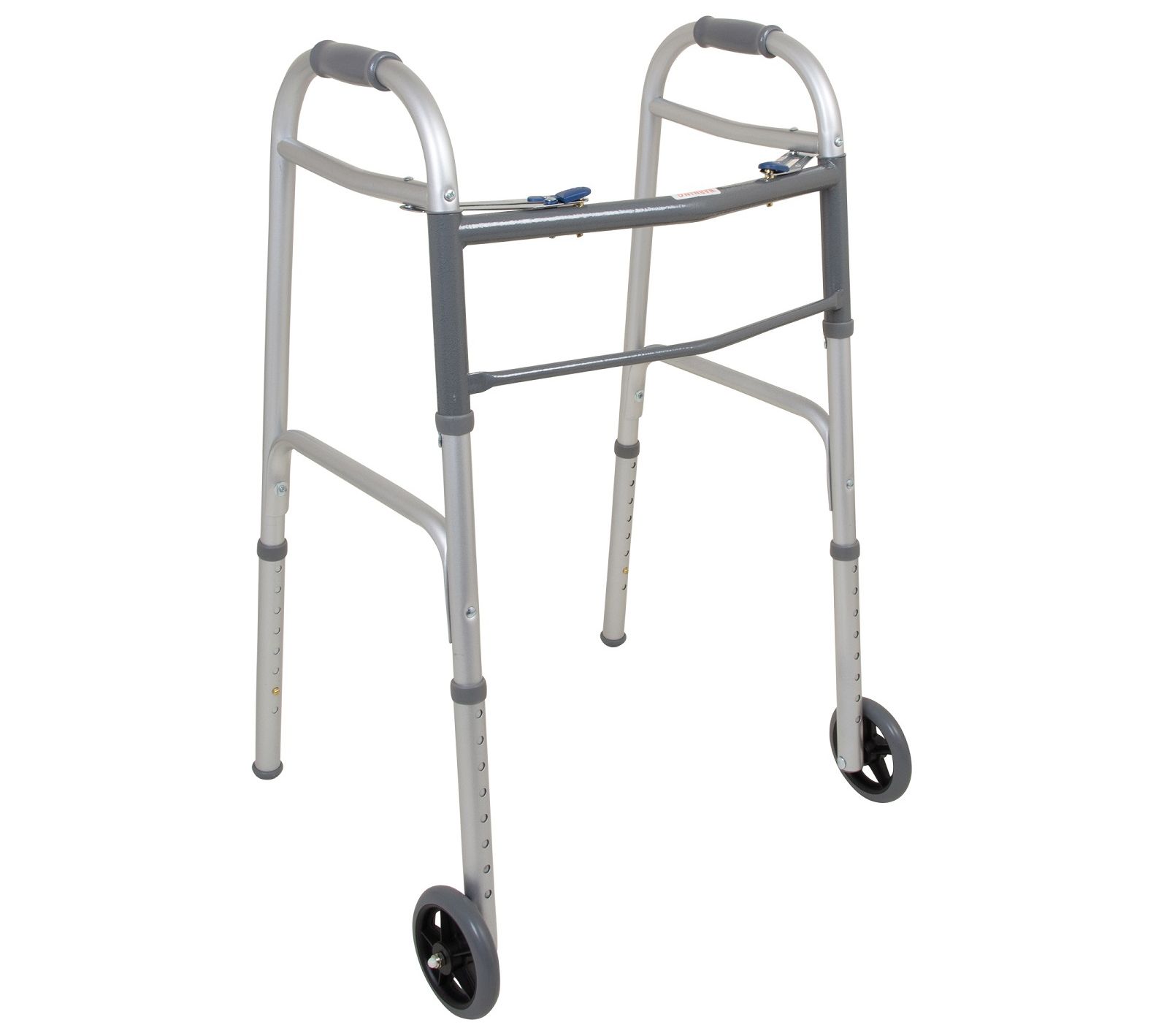 ProBasics Economy Folding Two-Button Steel Walker W/5" Wheels