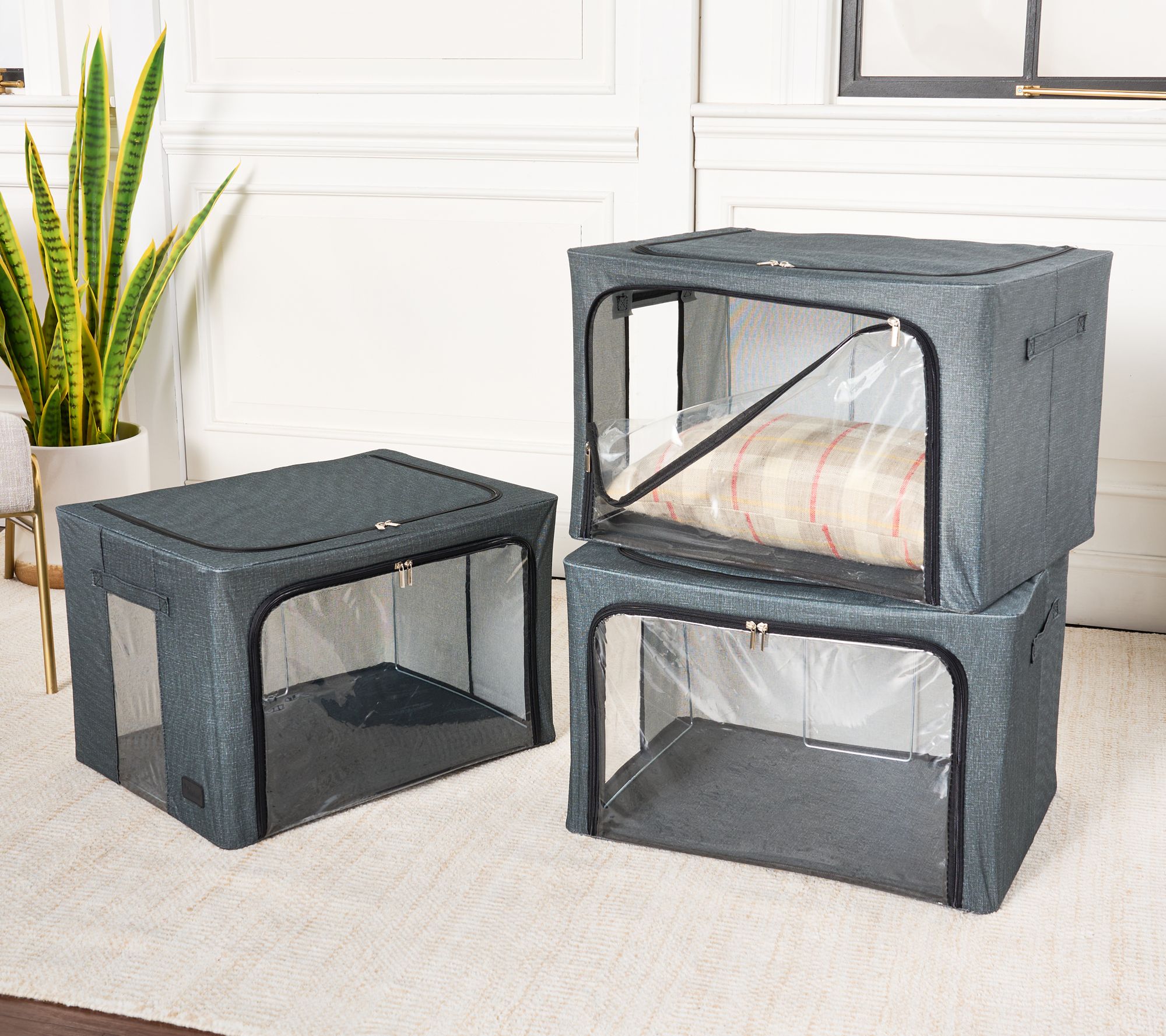 Periea S/3 Collapsible Small, Medium and Large Storage Boxes 