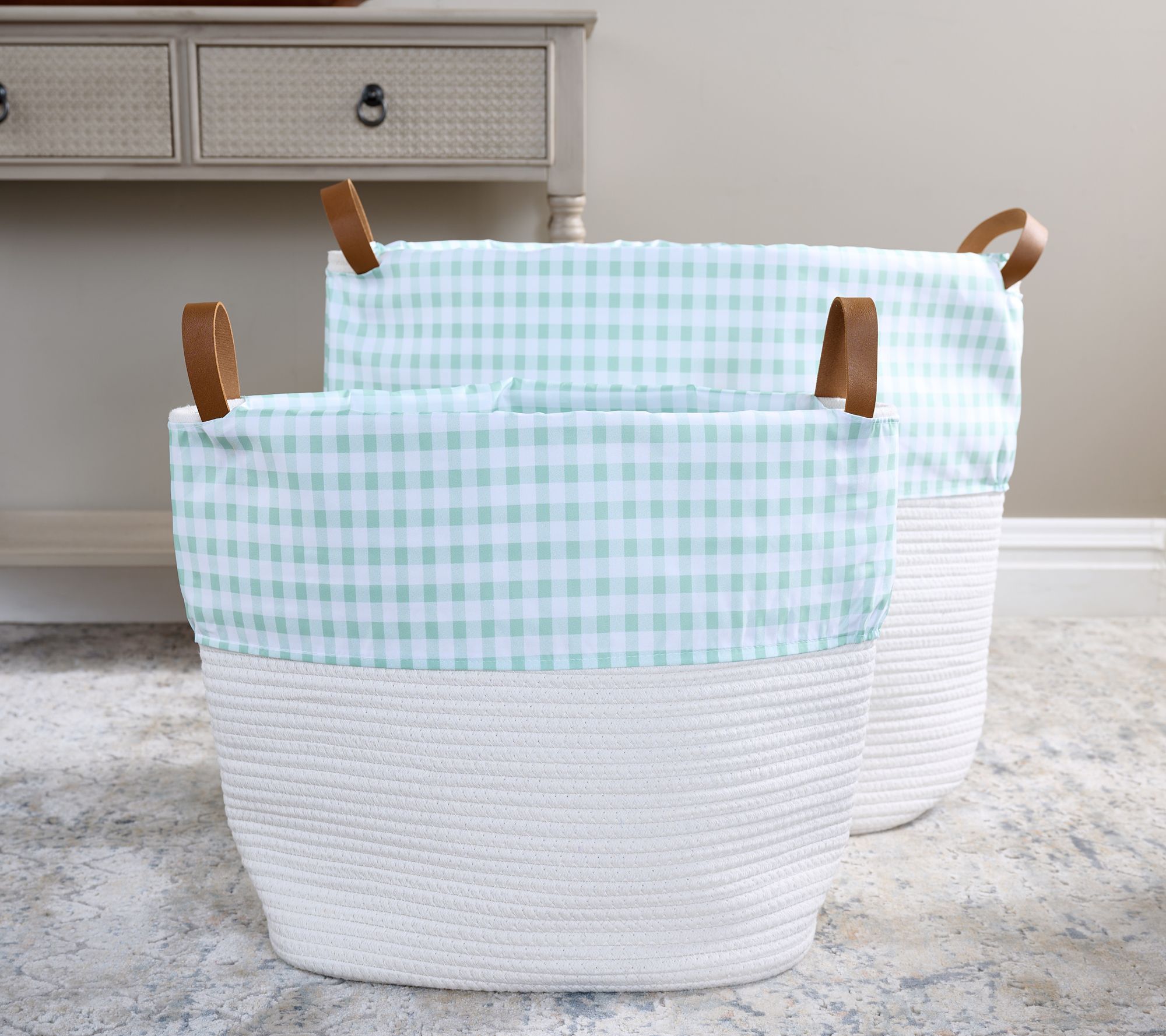 "As Is" Cella Set/2 Nesting Rope Baskets with Fabric Lining