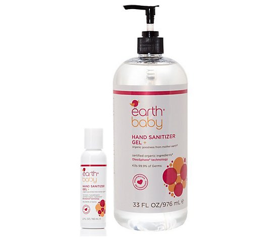 Earth Baby Alcohol Based Hand Sanitizer Gel 2 Pc. Set with Alcohol