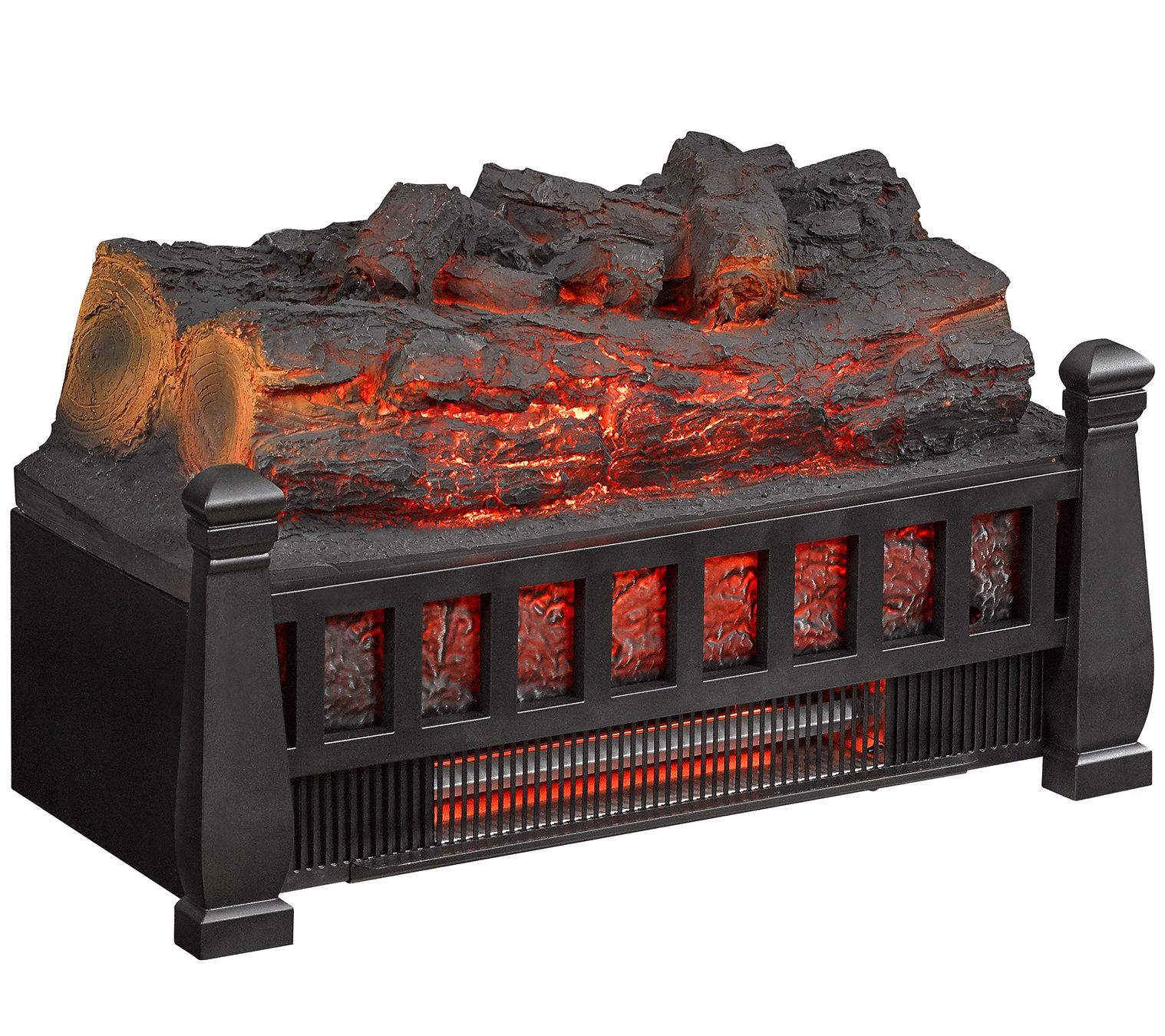 20" Electric Fireplace Heater With Infrared Quartz & Remote - Freestanding Log Insert, Adjustable Temp (750W/1500W)