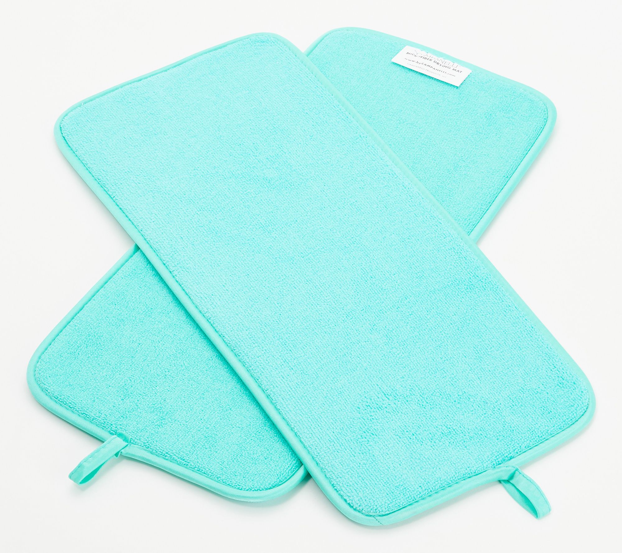 Set of 8 Microfiber Sponge Set with 2 Drying Mats by Campanelli in Blue