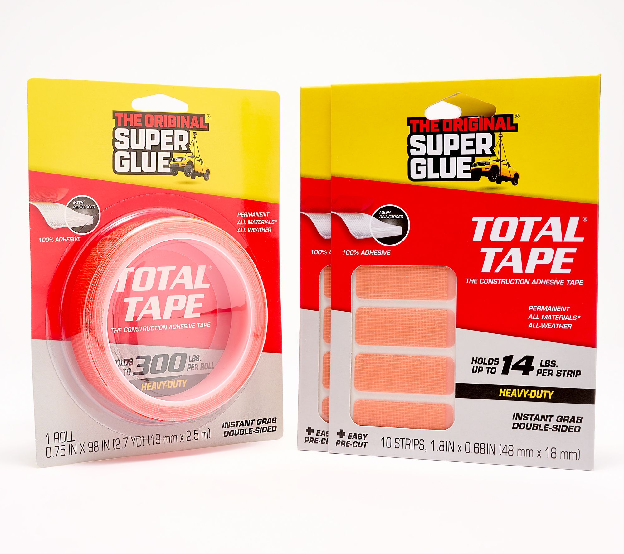 The Original Super Glue Total Tape 98 Roll, 1.8 pre- cut Strips 