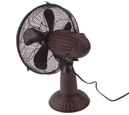 Wicker Design 3-Speed Oscillating Table Top Fan - QVC.com