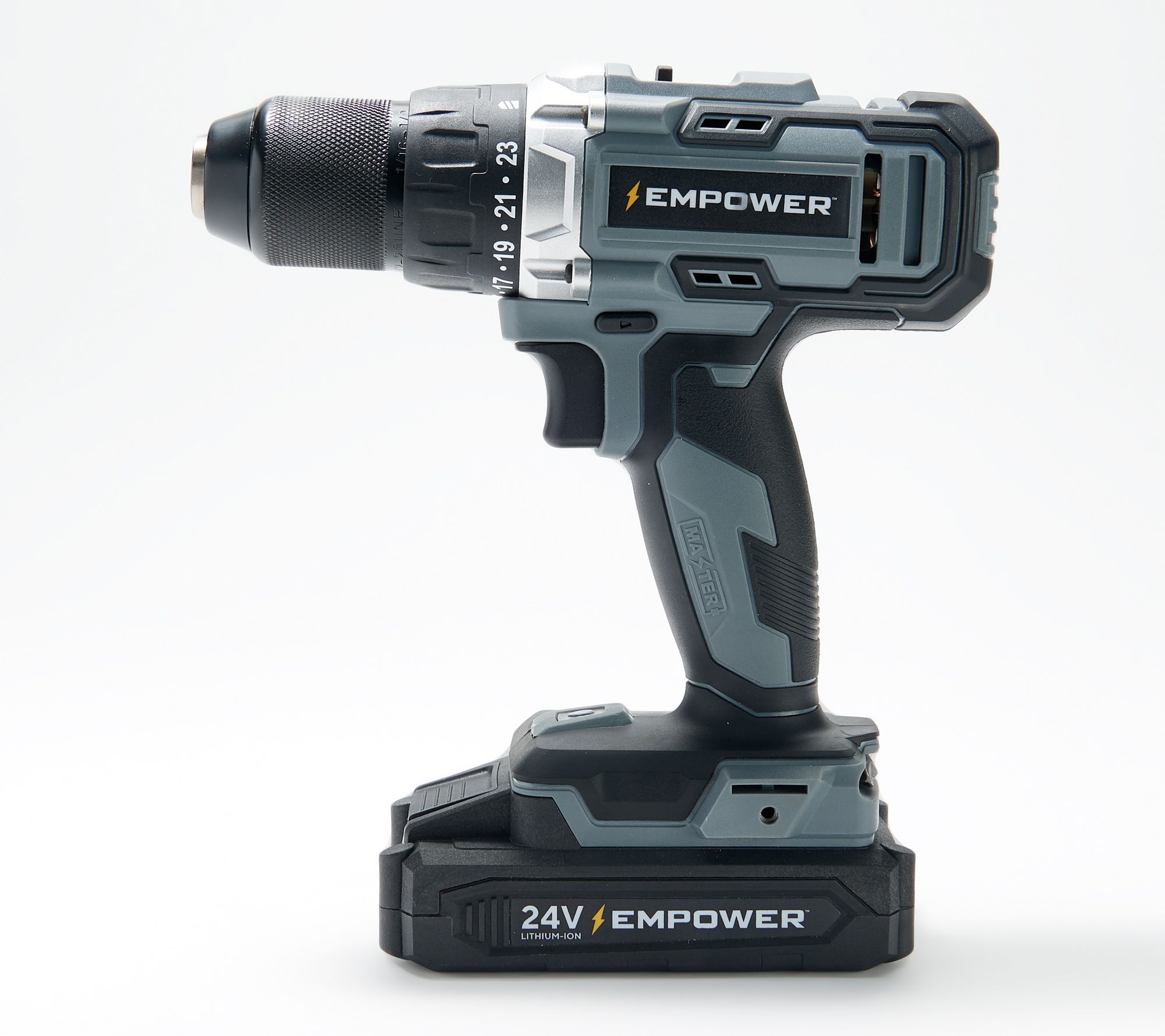 Empower 24V Cordless Impact Driver Kit DIY Power Tool w/ Battery Bits & Bag Gray 