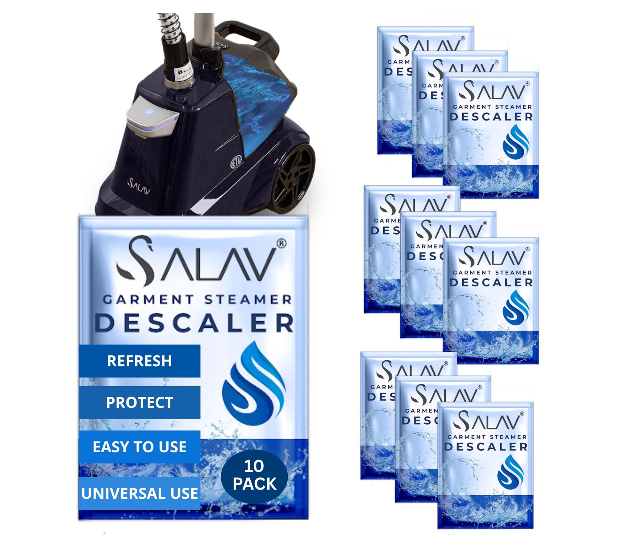 SALAV Garment Steamer Descaling Packet for Build-Up 10pc