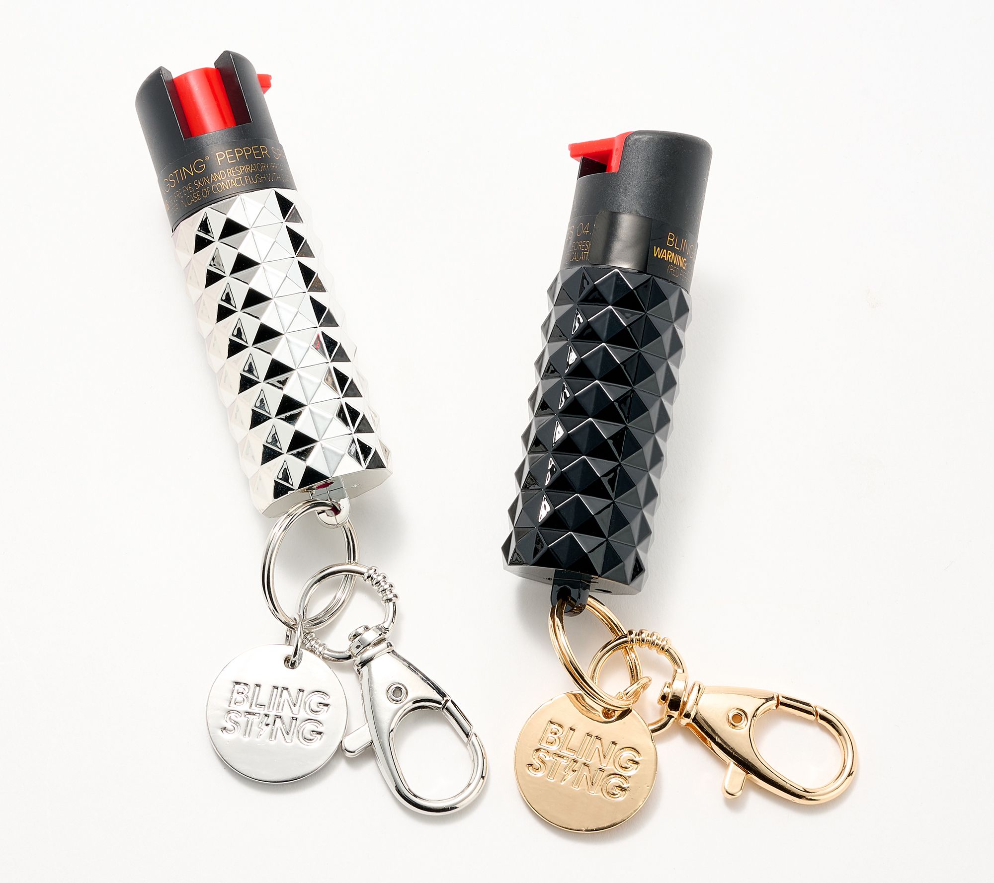 BlingSting Set of 2 Studded Pepper Sprays with Key Ring