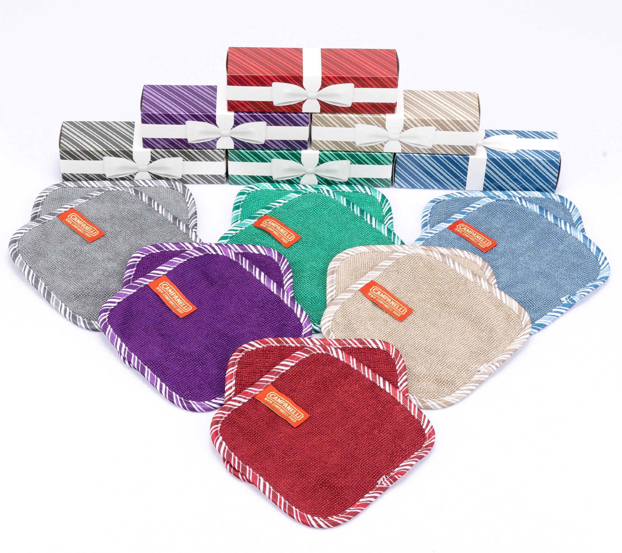 CAMPANELLI 6x6 12pc Loopy Towel Set with (6)Gift Boxes