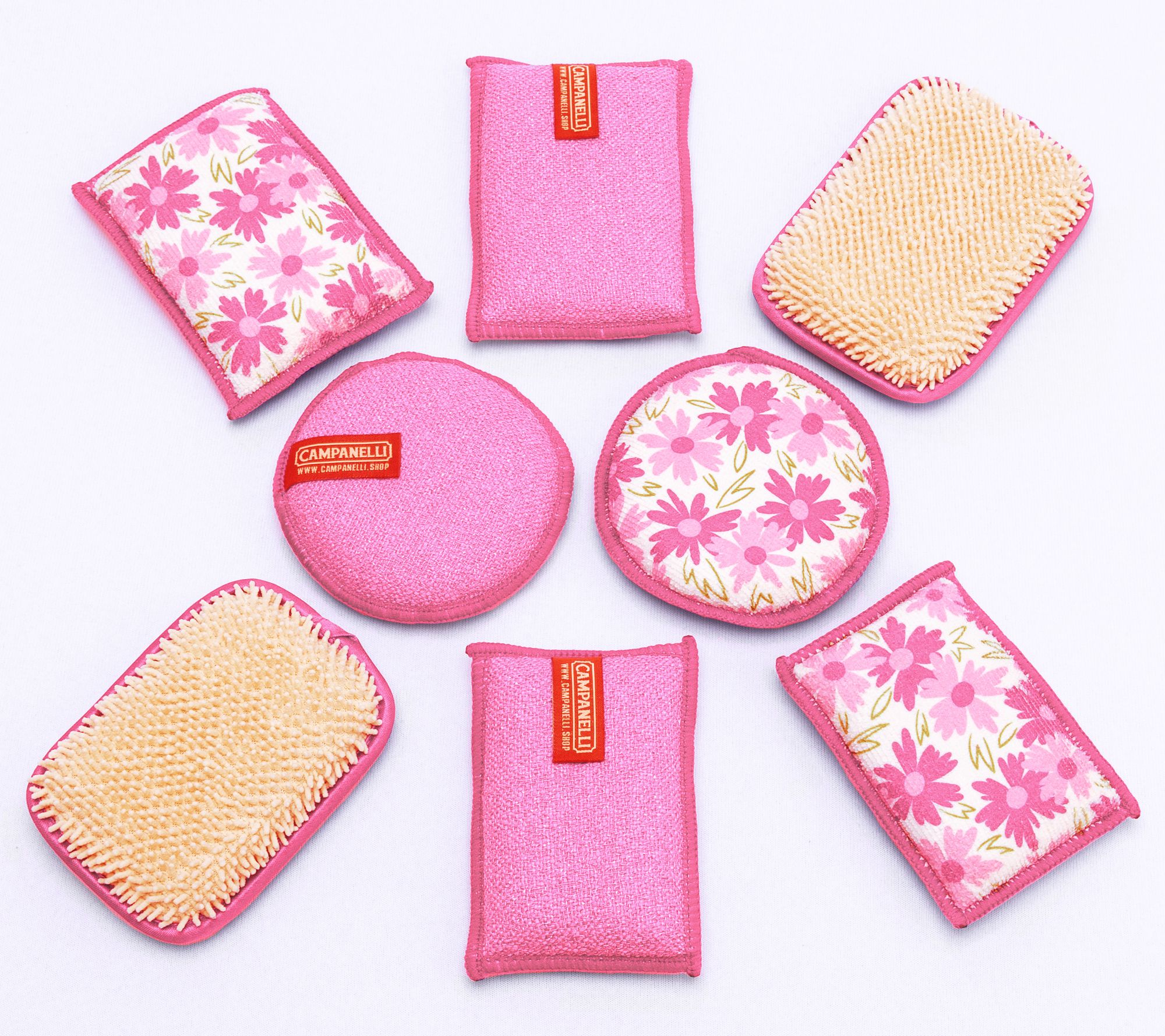 CAMPANELLI 8-Piece Printed Floral Microfiber Sponge Set