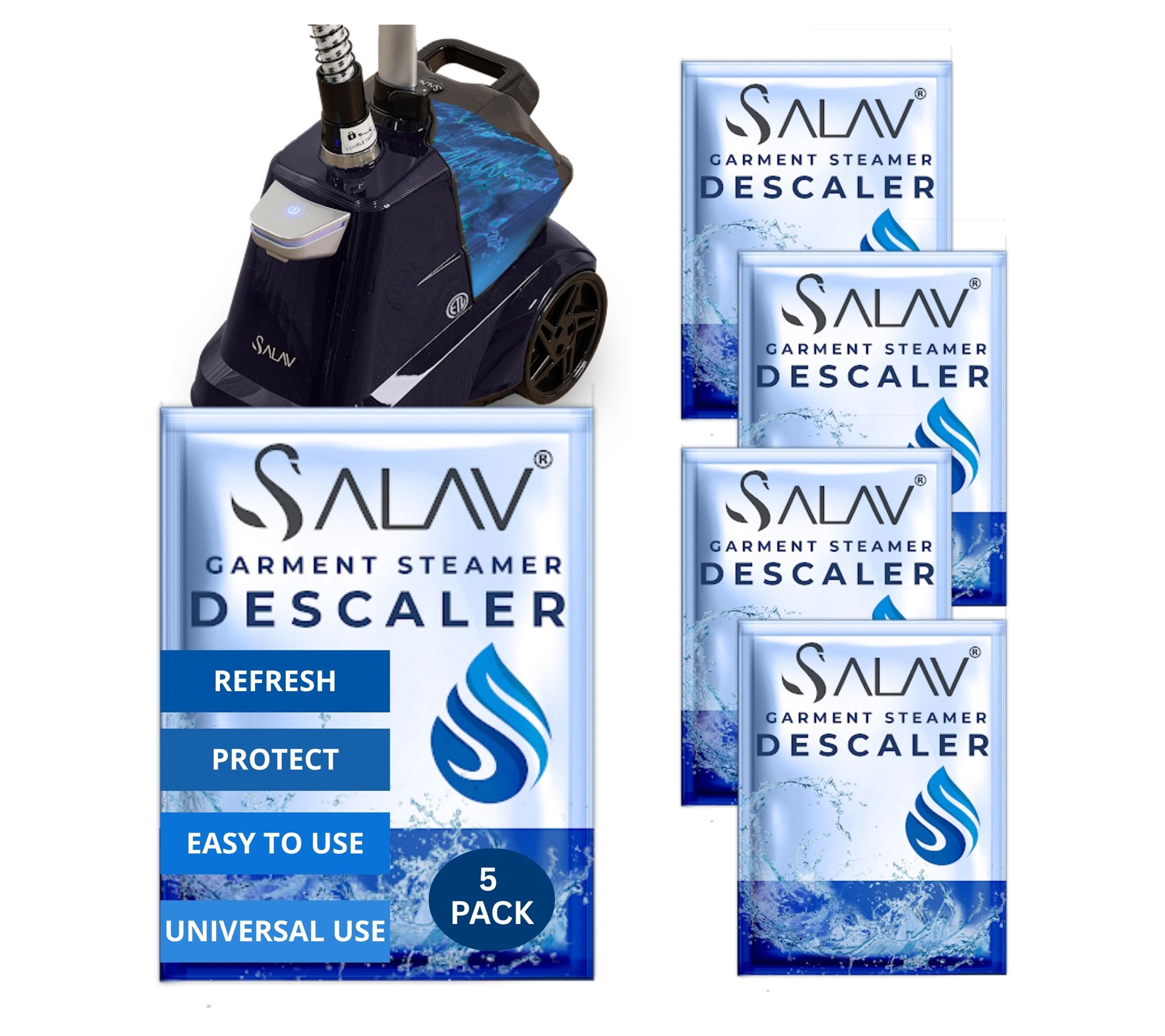 Garment Steamer Descaling Packets for Mineral Build-Up, 5-Pack