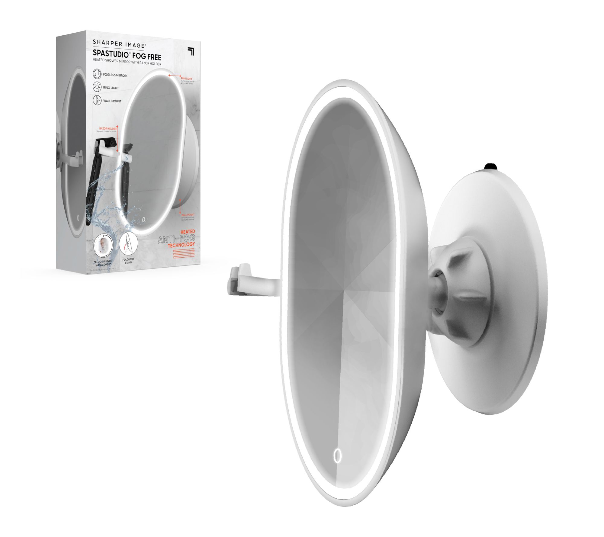 Sharper Image Shower Mirror with Hook Mount