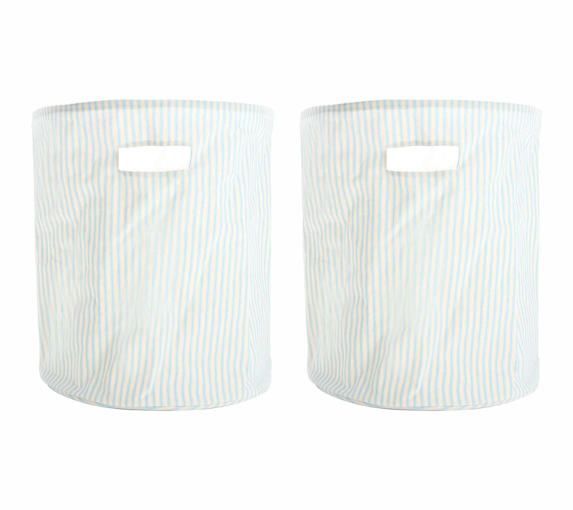"As Is" Cella Set of 2 Canvas Baskets with Drawstring Closure