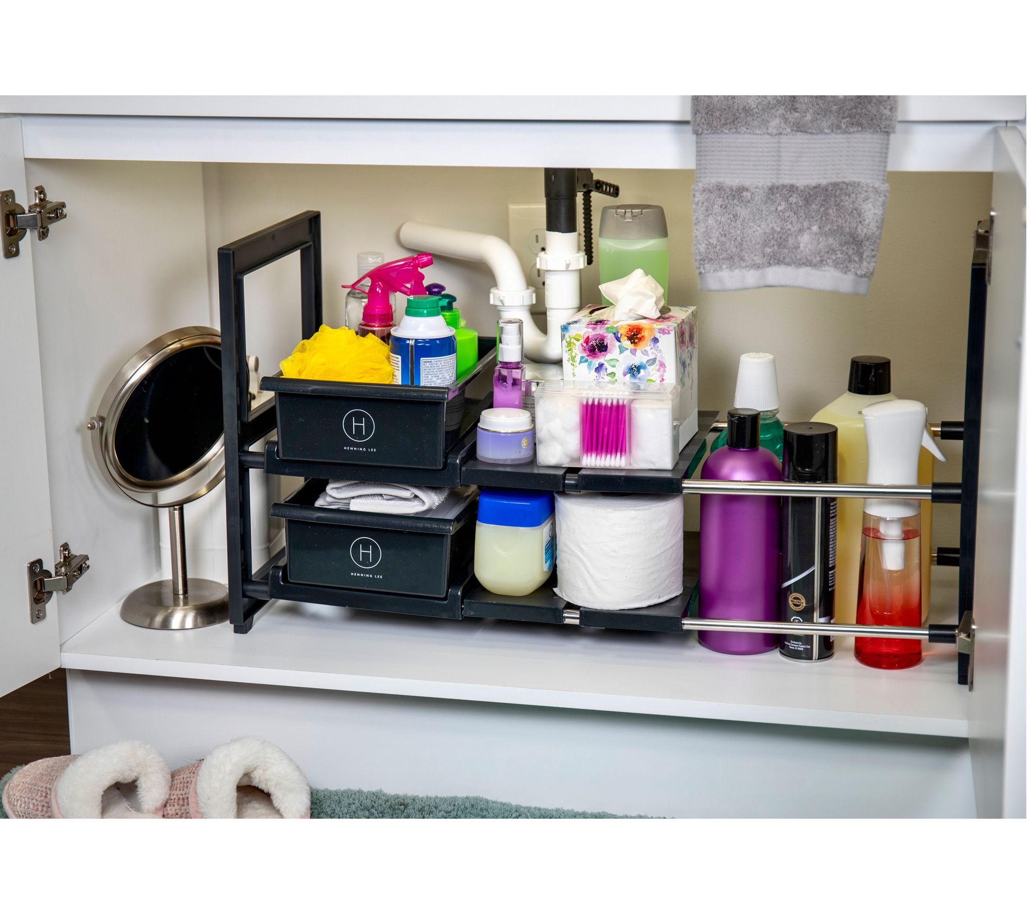 Expandable Adjustable Under Sink Shelf For Kitchen And Home