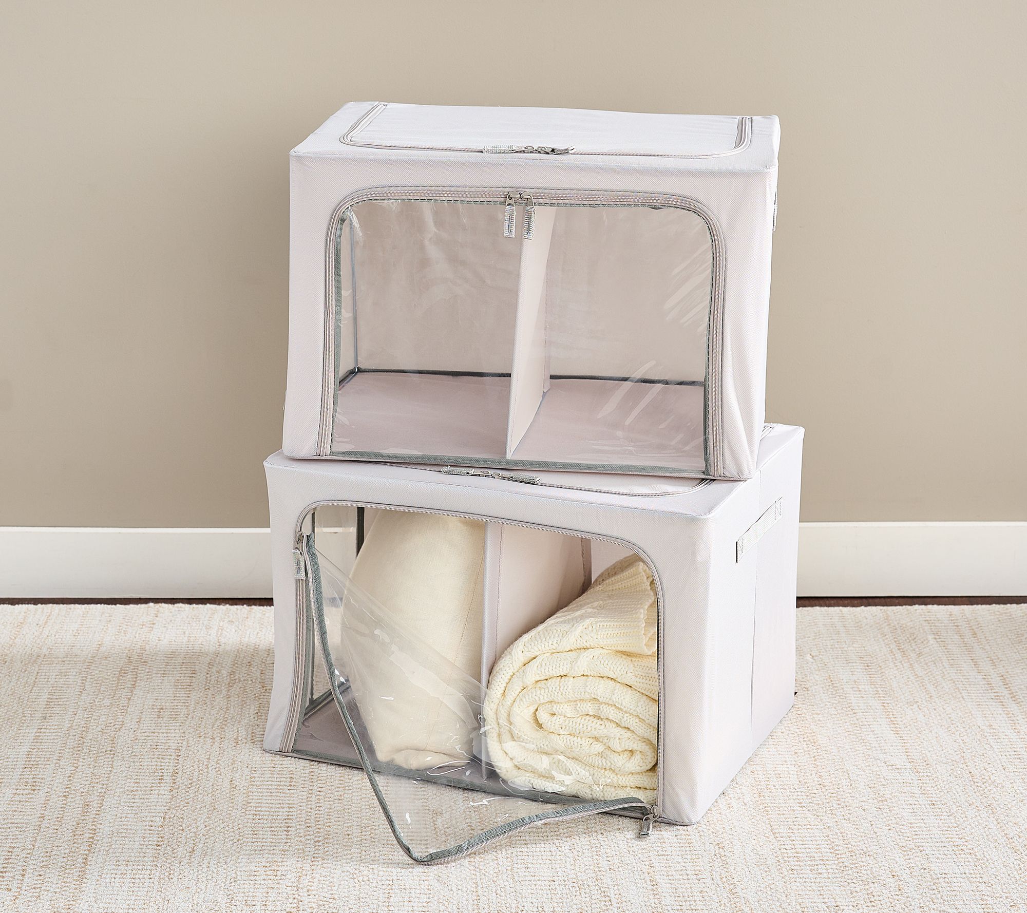 "As Is" Periea Set of 2 Large Collapsible Storage Boxes with Divider