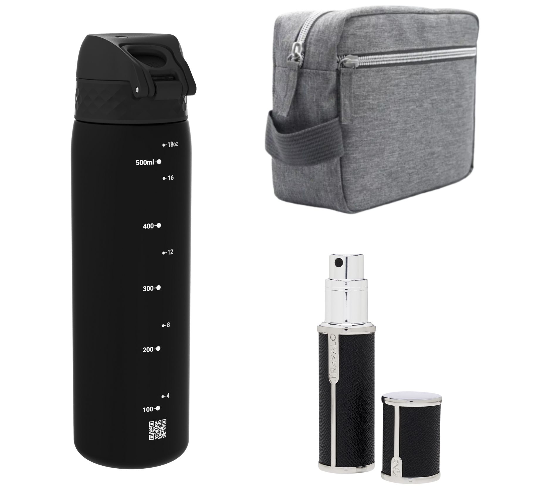 Youzey The Essentials Dopp Kit, Water Bottle, Travalo Atomizer