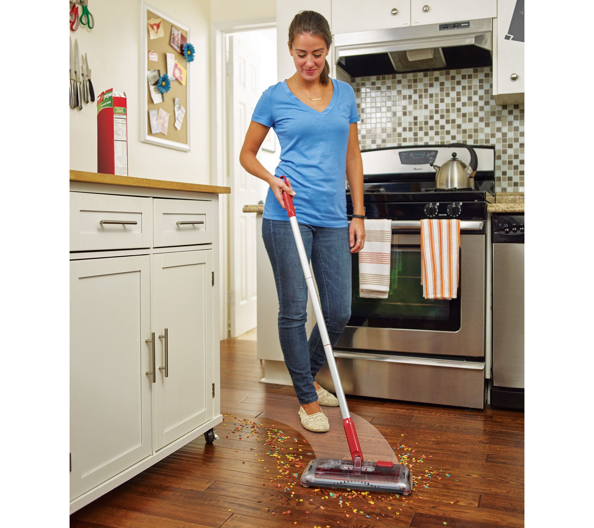 As Is BLACK + DECKERCordless Rechargeable Multi-Surface Floor Sweeper 