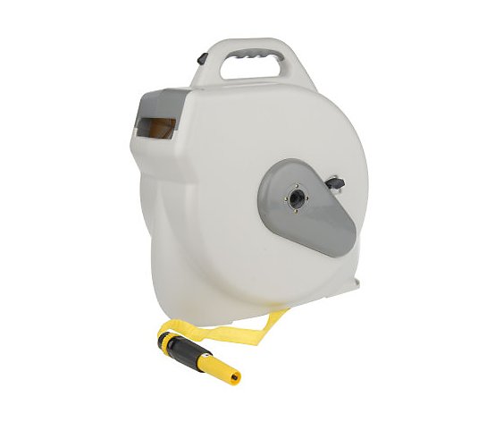 Auto Hose Reel Rechargeable Rewinder with 75ft. Flat Hose & Spray Nozzle 