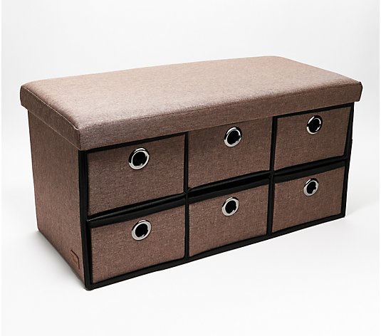 Periea Collapsible Multi-Use Storage Ottoman with Drawers