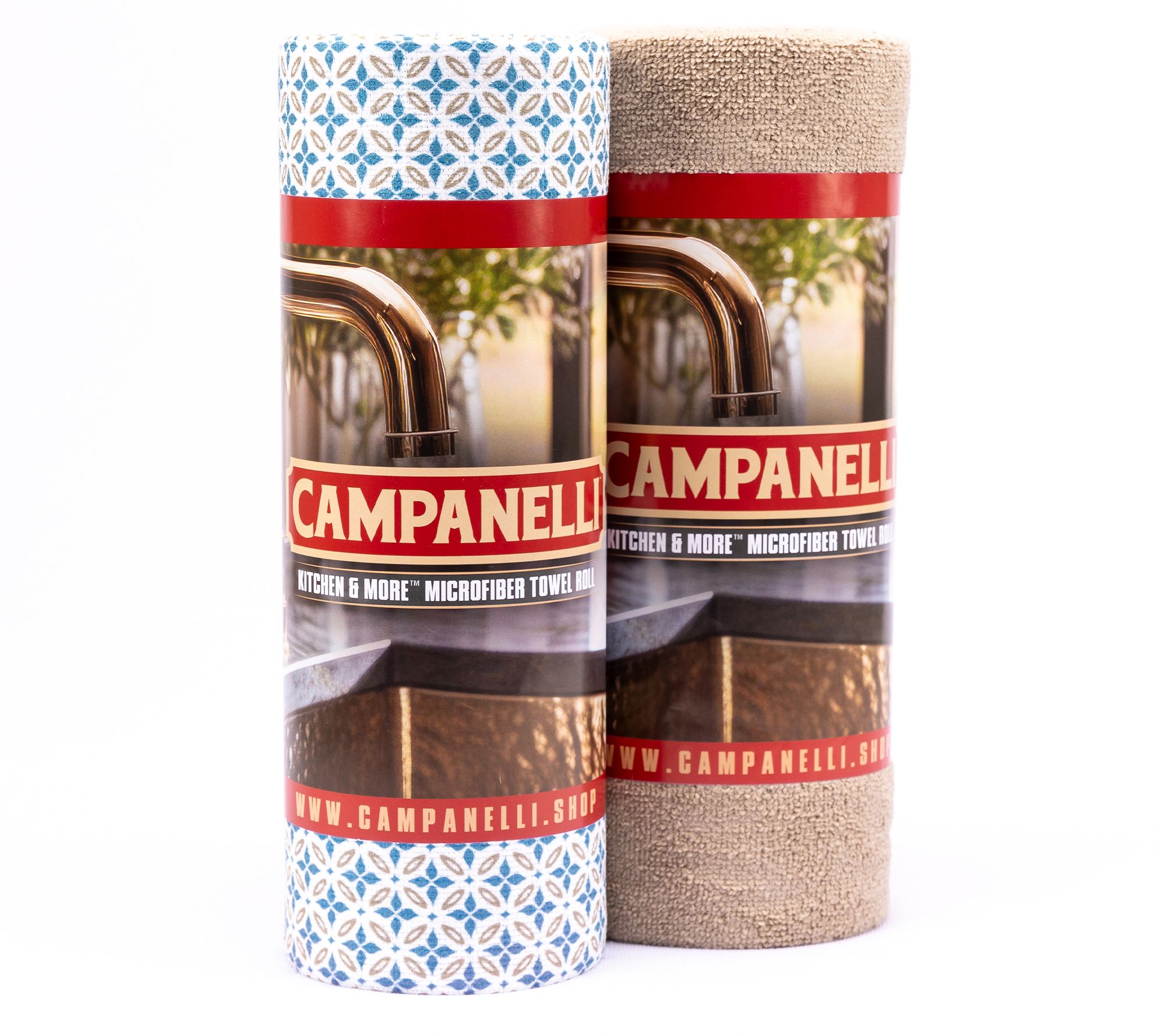 CAMPANELLI Set of 2 30pc Printed & Solid Microfiber Towels on Roll