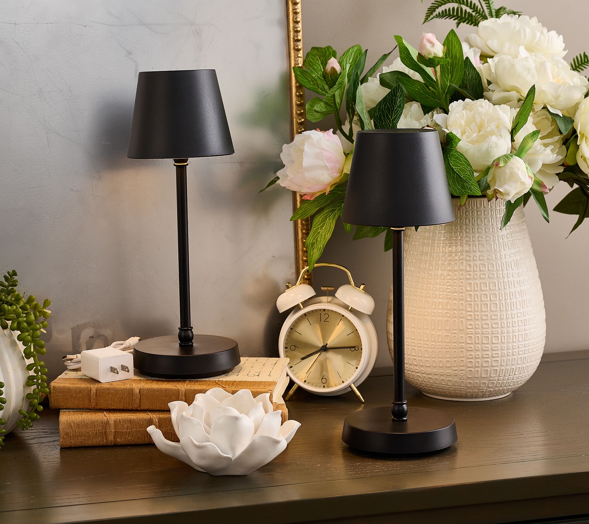 SecureBrite Set of 2 Rechargeable Indoor/Outdoor 12" Touch Lamp