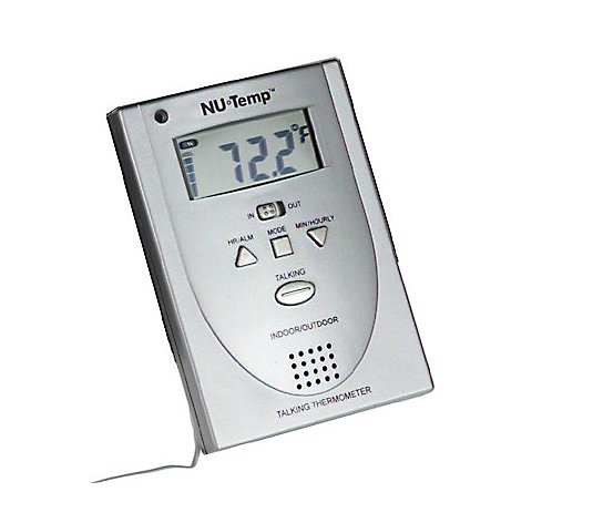 Talking Indoor/Outdoor Thermometer w/ Alarm Clock 