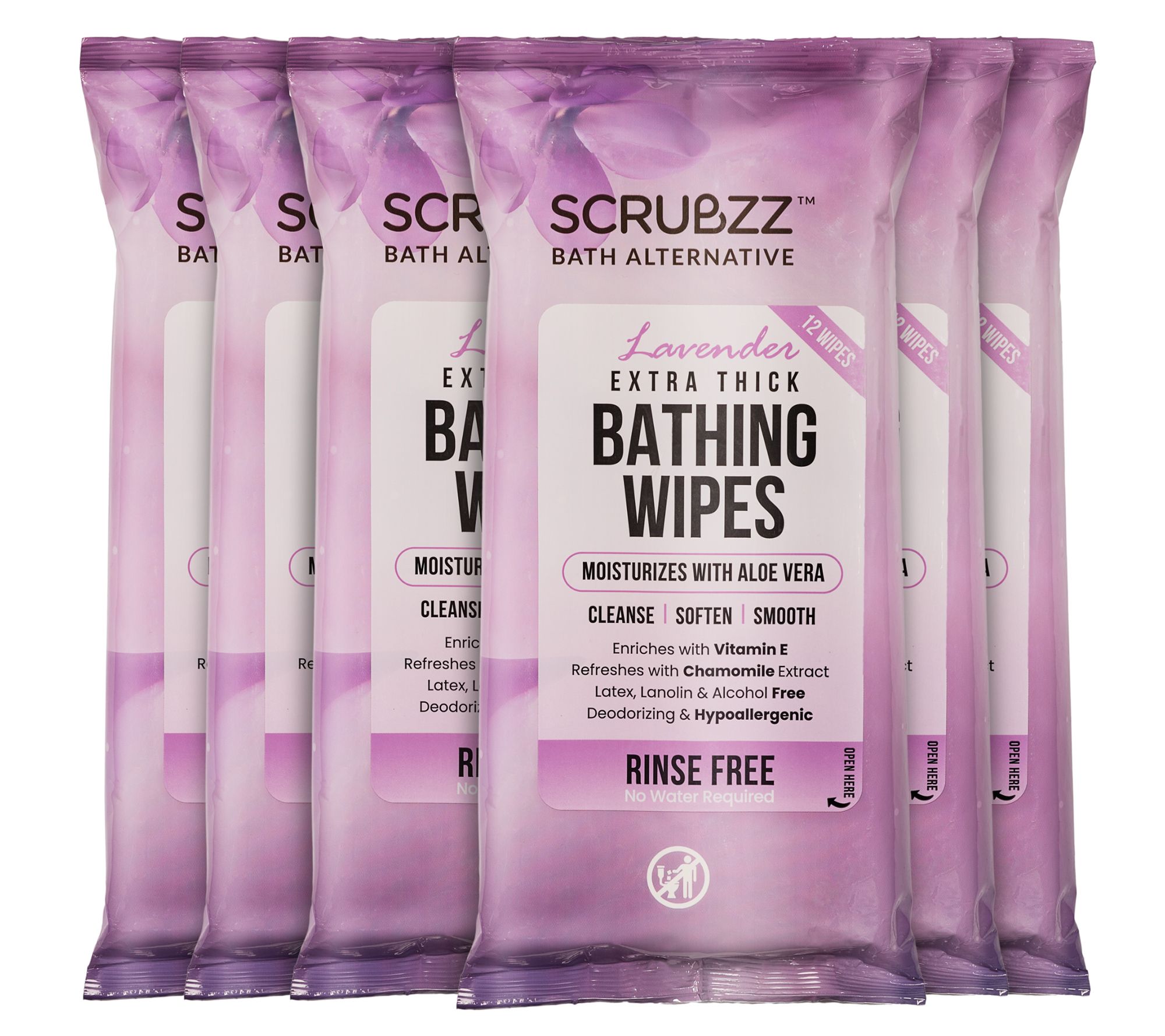 SCRUBZZ Ultra-Thick Rinse Free Bathing Wipes 72pc