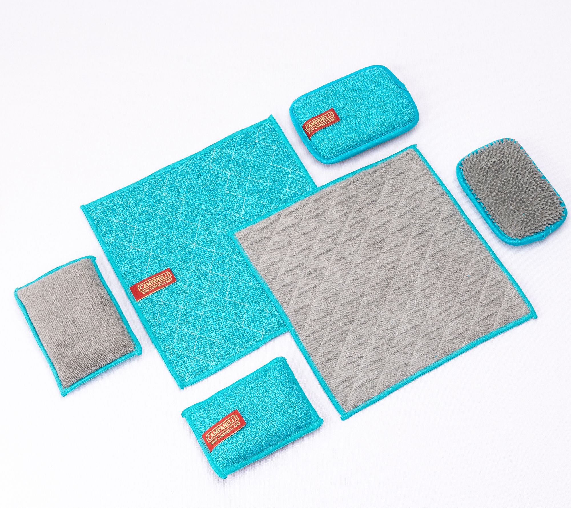 CAMPANELLI (4) Sponges and (2) 10" x 10" Diamondfiber Towels Set