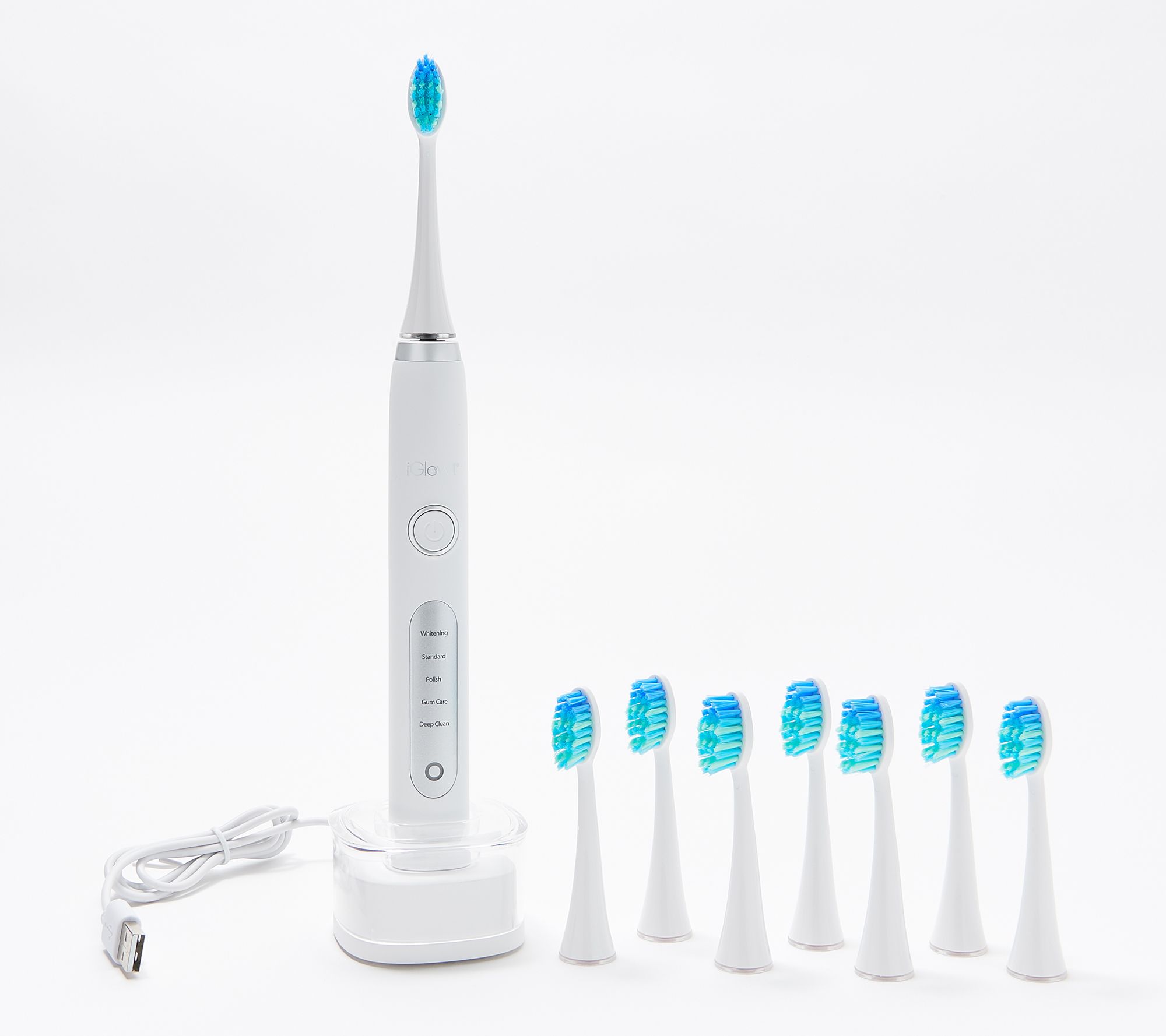  iGlow by Soniclean Rechargeable Toothbrush with 8 Brush Heads - V36780