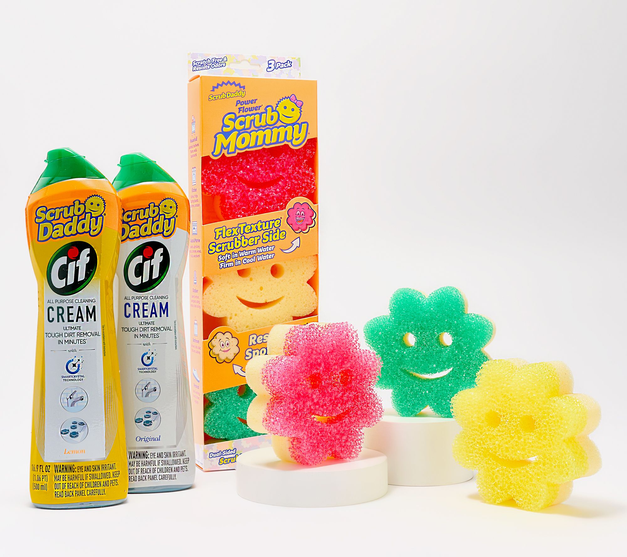 Scrub Daddy Or Scrub Mommy (2) All-Purpose Cif Cleansers w/ (6) Sponges 