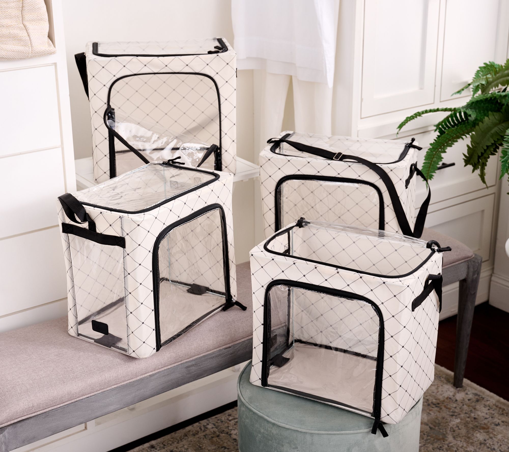 Periea Set of 4 Collapsible Storage Boxes w/ Carry Strap