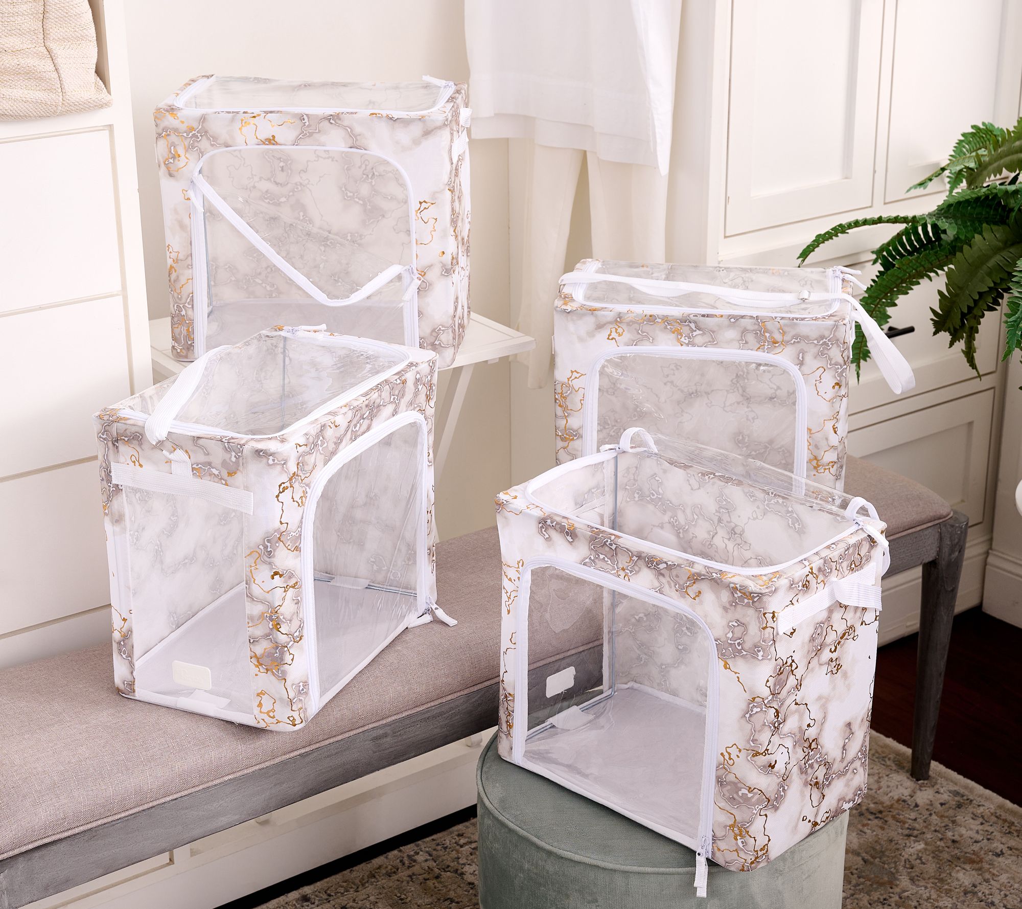 Periea Set of 4 Collapsible Storage Boxes w/ Carry Strap