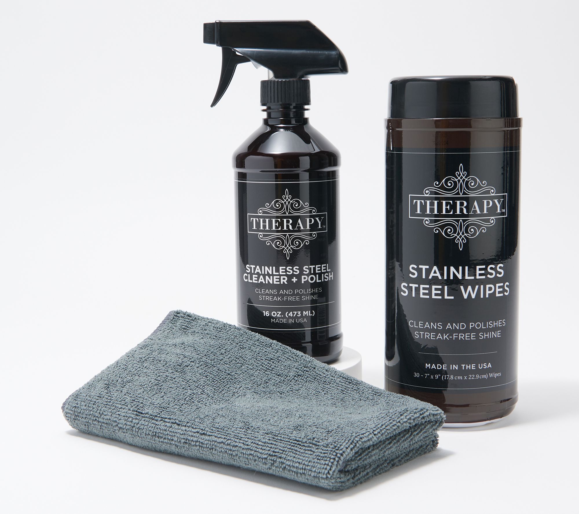 Therapy Stainless Steel Cleaner and Polish Kit with 30 Wipes - QVC.com Therapy Stainless Steel Cleaner & Polish
