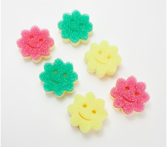 Scrub Mommy Set of (6) Multicolor Flower Sponges by Scrub Daddy