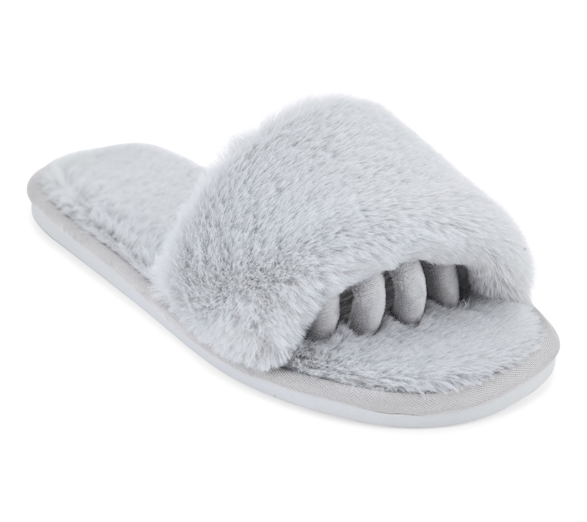 Pedi Couture Faux Fur Pedicure Slipper Sandal w/ Rubber Sole
