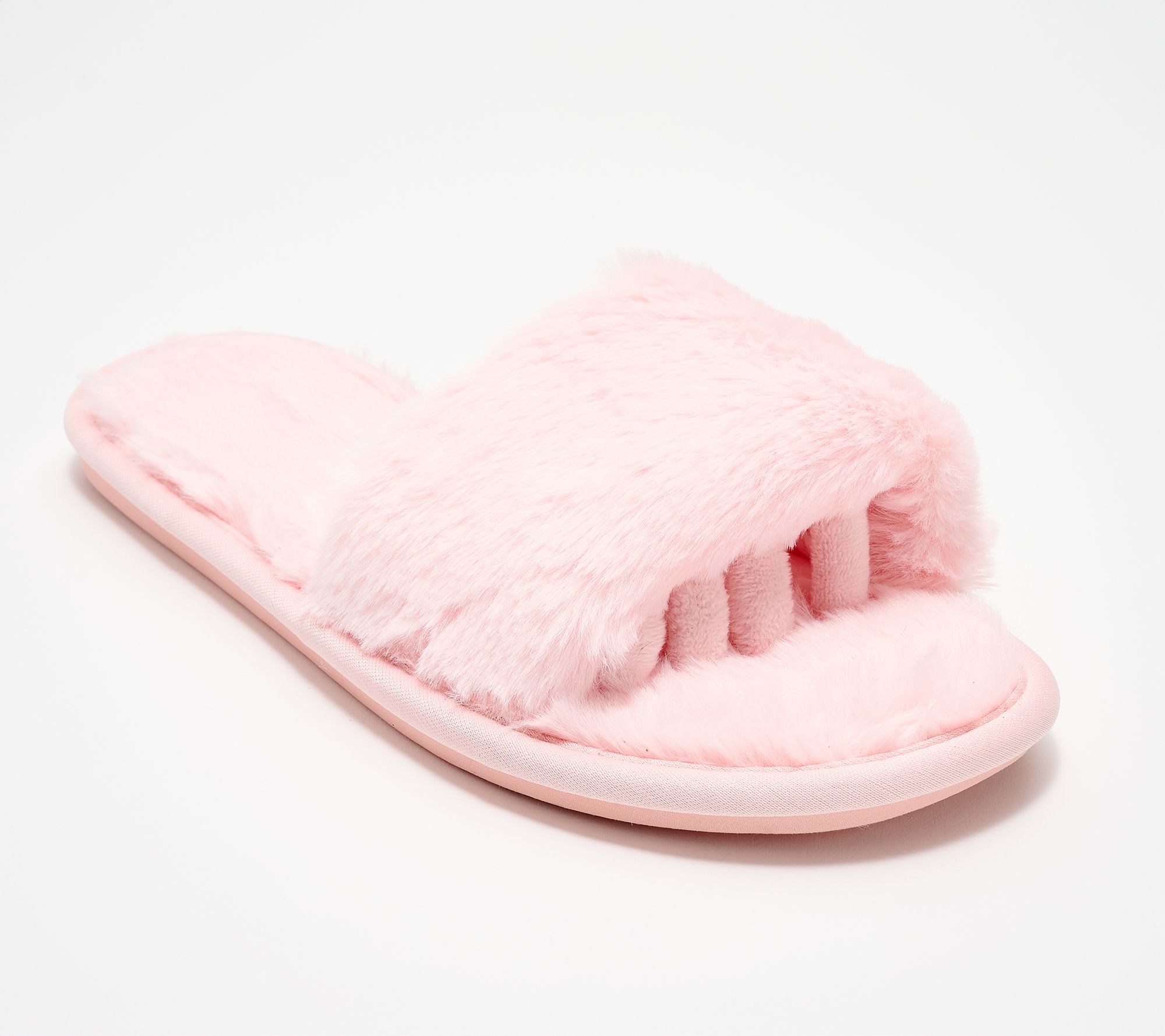 Pedi Couture Faux Fur Pedicure Slipper Sandal w/ Rubber Sole